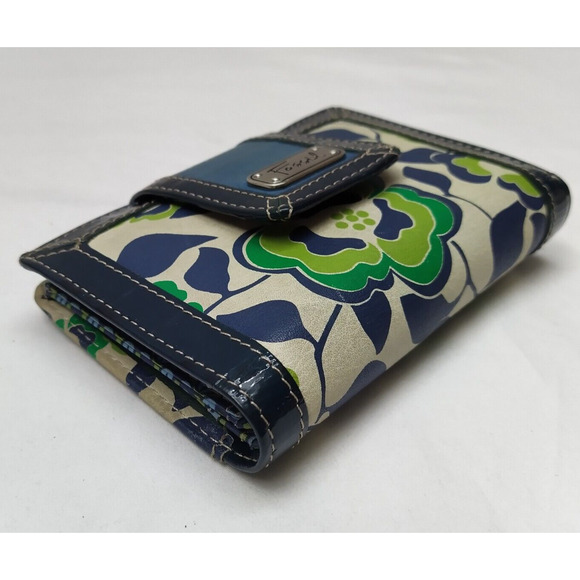 Fossil Multicolor Canvas Leather Trim Credit Card ID Window Bifold Wallet - Picture 15 of 16